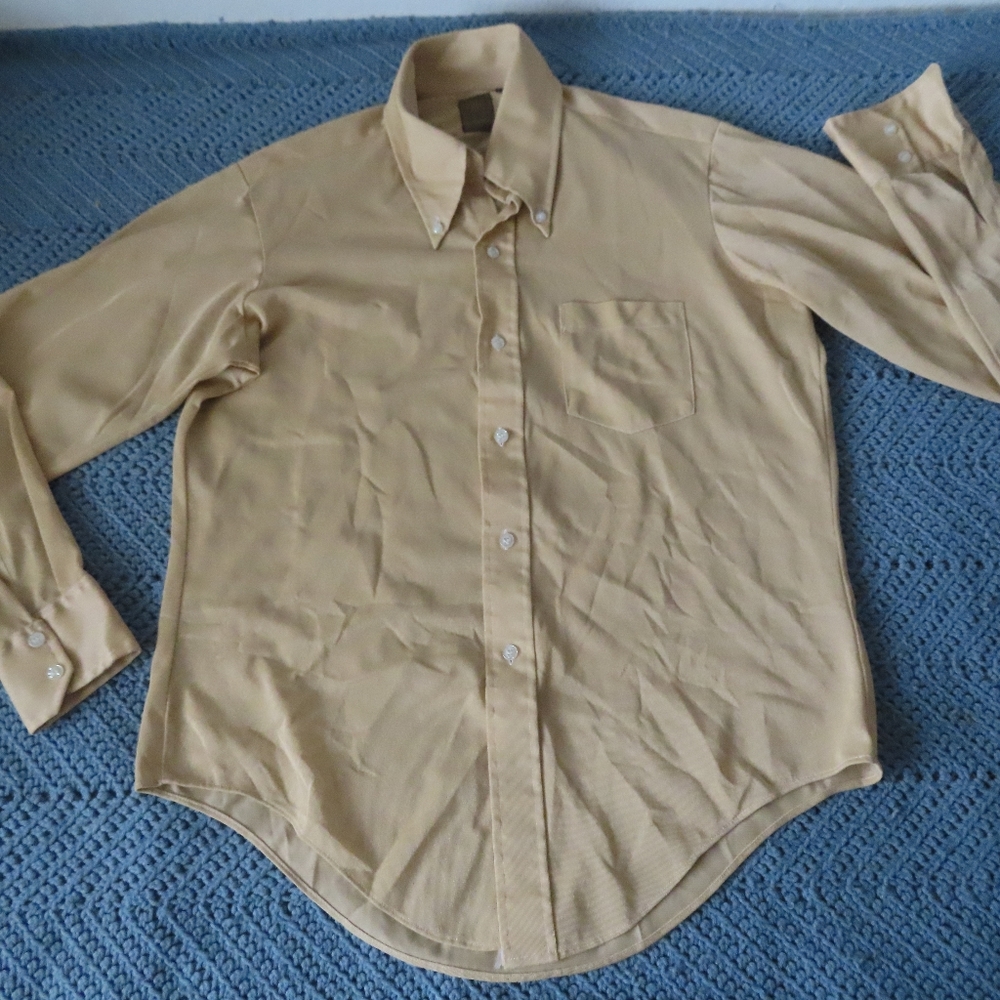 Jandy Place Bardon Mens Size 16 /35  Shirt  Long Sleeve beige premanent press
